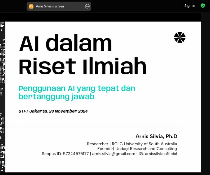 Webinar STFT Jakarta: Pemanfaatan GEN AI dalam Penelitian Ilmiah Secara Tepat dan Bertanggung Jawab